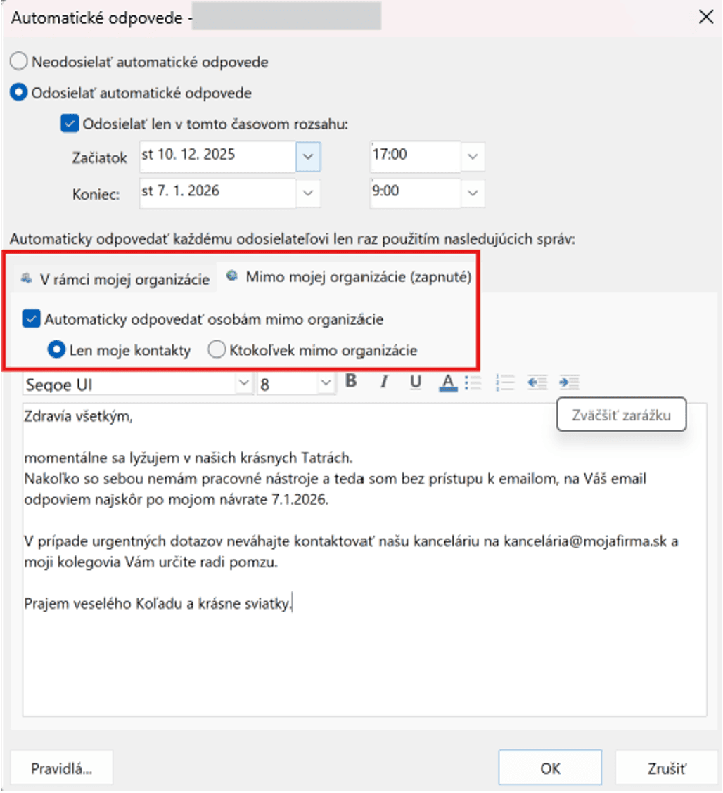 e-mail out of office Outlook