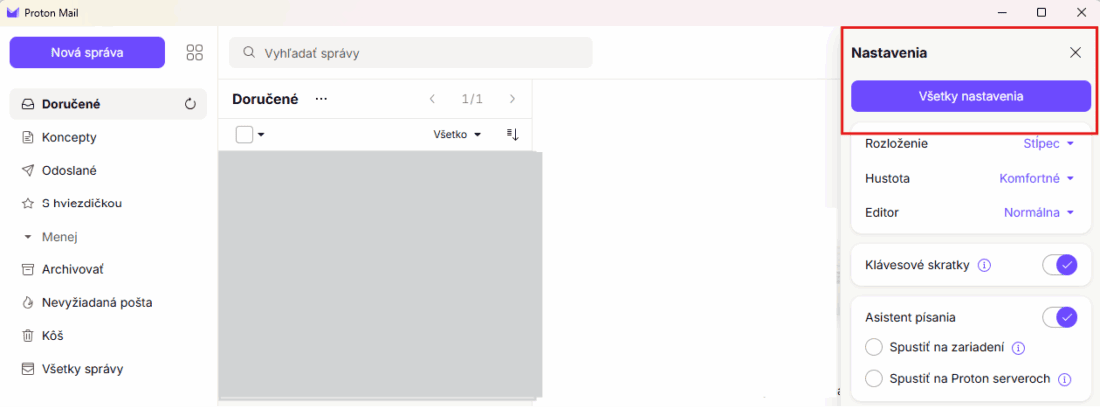 mimo kancelárie Proton Mail