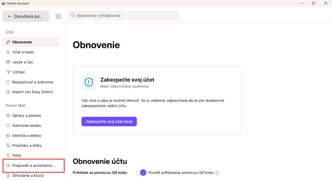 mimo pracoviska Proton Mail