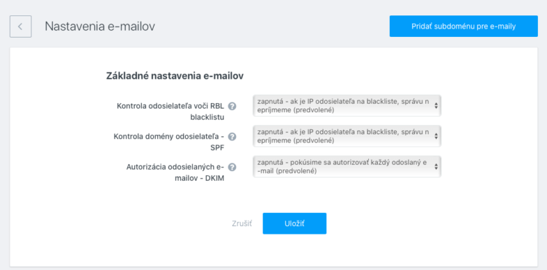 Nastavenia e-mailov: DKIM, SPF a blacklisty